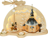 Schwibbogen-Pyramide, Bergkirche Seiffen Raureif, LED- Beleuchtung, RATAGS - Made in Germany