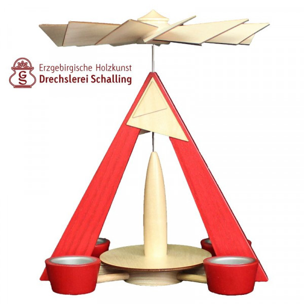 Teelichtpyramide rot, Leerpyramide zum Selbstbestücken
