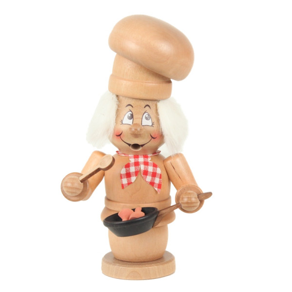 Räucherfigur Miniwichtel Koch mit Kochlöffel & Pfanne Hergestellt im Erzgebirge by Kuhnert