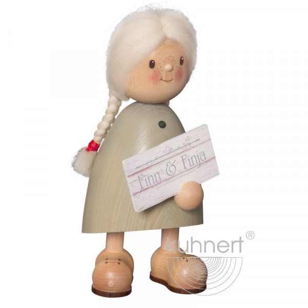 Sammelfigur Holzfigur Finja mit Schild XL Kuhnert Artikel 62301, Höhe ca. 20 cm