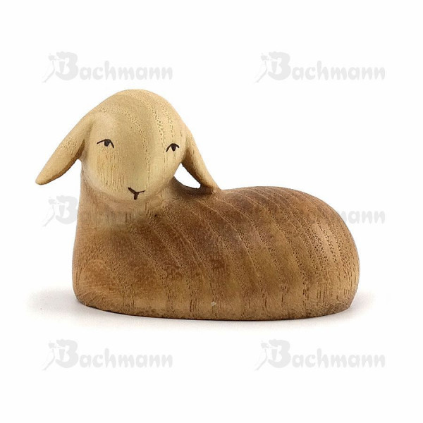 Gloria Krippenfigur Schaf liegend, gebeizt, 12 cm*