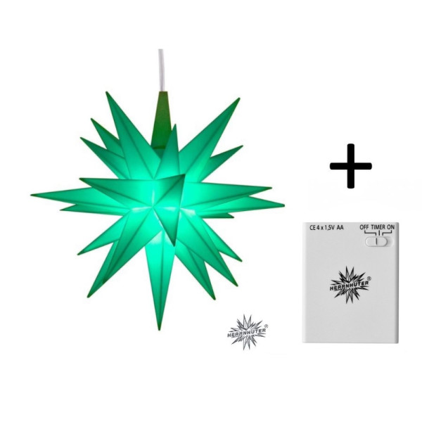 Herrnhuter Adventsstern Komplettset 1 Stück A1E Farbe Mint (2020) mit Batteriehalter