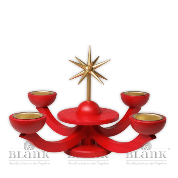 Blank Adventsleuchter mit Teelichthalter, ohne Engel, rot Höhe: ca. 20 cm