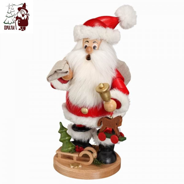 Erzgebirgische Räucherfigur Weihnachtsmann m. Geschenken