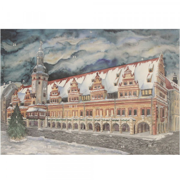 Adventskalender Leipzig Altes Rathaus Aquarell papp noptikum Leipzig