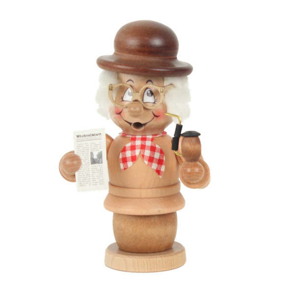 Räucherfigur Miniwichtel Opa mit Hut,Brille & Zeitung Hergestellt im Erzgebirge by Kuhnert
