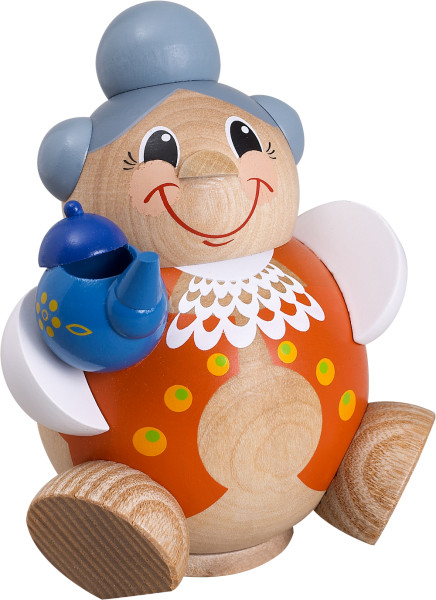 Kugelräucherfigur Oma Lustig, 11 cm Seiffener Volkskunst e.G. - Original Erzgebirge