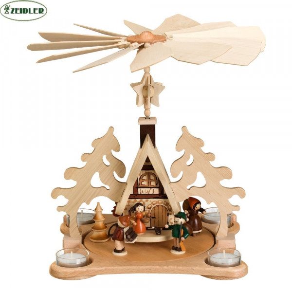 Teelichtpyramide Waldhaus für 4 Teelichter