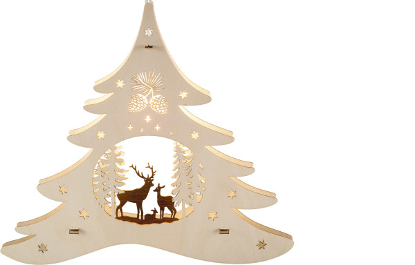 Fensterbild Tannenbaum Waldmotiv Qualität aus dem Erzgebirge - Made in Germany