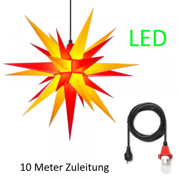 Herrnhuter Adventsstern Außenstern 68 cm gelb-rot mit Anschlußkabel 10 m und LED