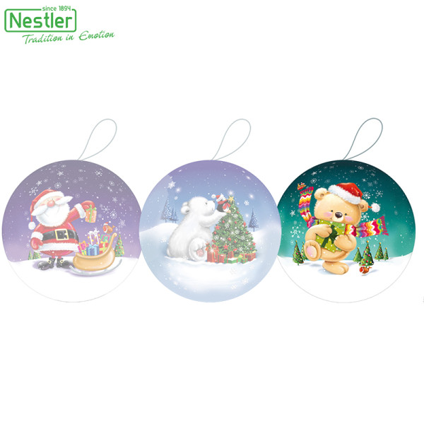 Nestler Weihnachtskugel mit Henkel - Wintermomente, 10 cm Motiv "Teddybär"