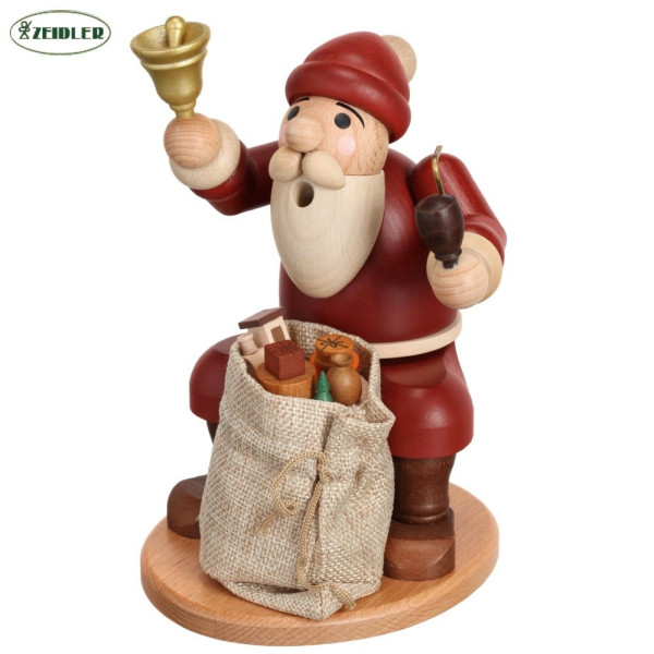 Räucherfigur "Weihnachtsmann mit Sack" Zeidler Holzkunst Seiffen - Made in Germany -