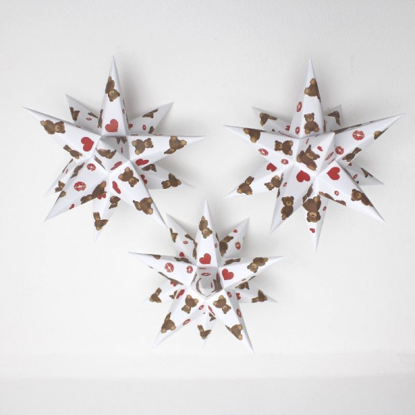 Marienberger Sterne (Papierstern) Farbe Weiß mit Teddy