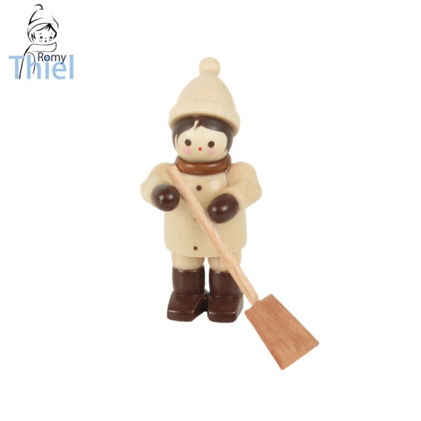 Winterkind mit Schneeschieber mini natur- Höhe ca. 3,5 - 4,8 cm* Volkskunstwerkstatt Romy Thiel