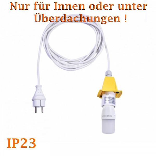Weißes Anschlußkabel für Herrnhuter Außenstern A4/ A7 Gelb komplett mit Abdeckkappe, LED-Leuchtmittel und 5 Meter Kabel