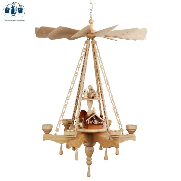 Deckenpyramide Weihnachtsmarkt 6-armig, 2-stöckig Volkskunstwerkstatt Unger