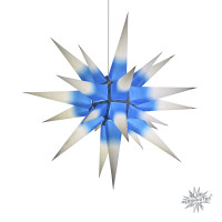 Herrnhuter Adventsstern I6, 60 cm Weiß mit blauem Kern Papierstern für den Innenbereich