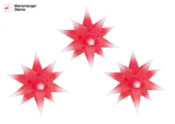 Marienberger Sterne (Papiersterne) 3er Set Rot-Weiß 3 Marienberger Sterne 16 cm ohne Beleuchungsset & Netzgerät