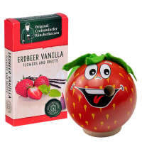 Räucherfigur Freche Früchtchen Erdbeere 7cm mit Räucherkerzen -Seiffener Volkskunst e.G