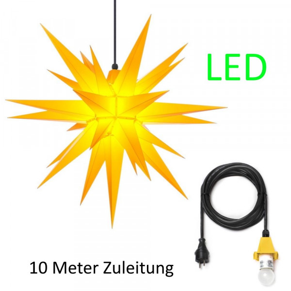 Herrnhuter Adventsstern Außenstern 68 cm gelb mit Anschlußkabel 10 m und LED