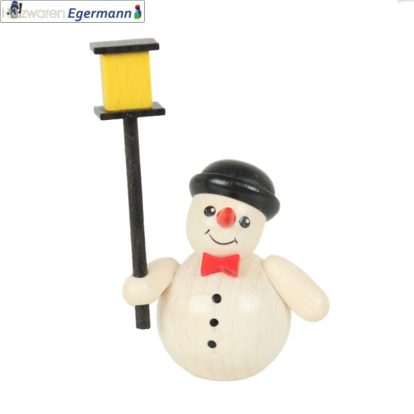 Schneemann mit Laterne und Melone, ca. 7,5 cm Holzwaren Egermann - Made in Germany -