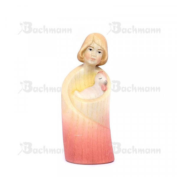 Gloria Krippenfigur Mädchen mit Huhn, Color, 16 cm* Holzschnitzerei Konrad Bachmann, Südtirol