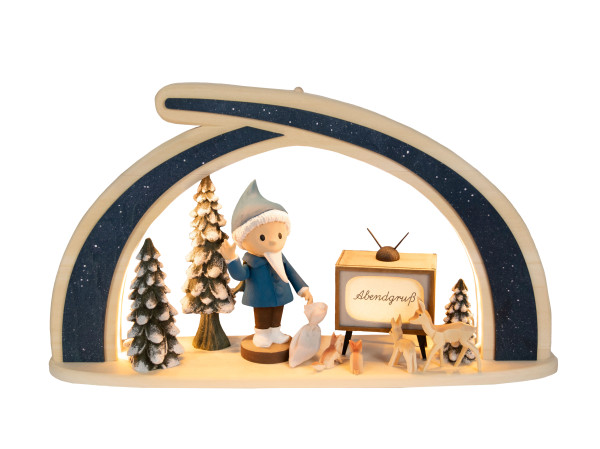 Massivholzbogen, Sandmännchen mit TV, USB-Stromversorgung RATAGS - Made in Germany