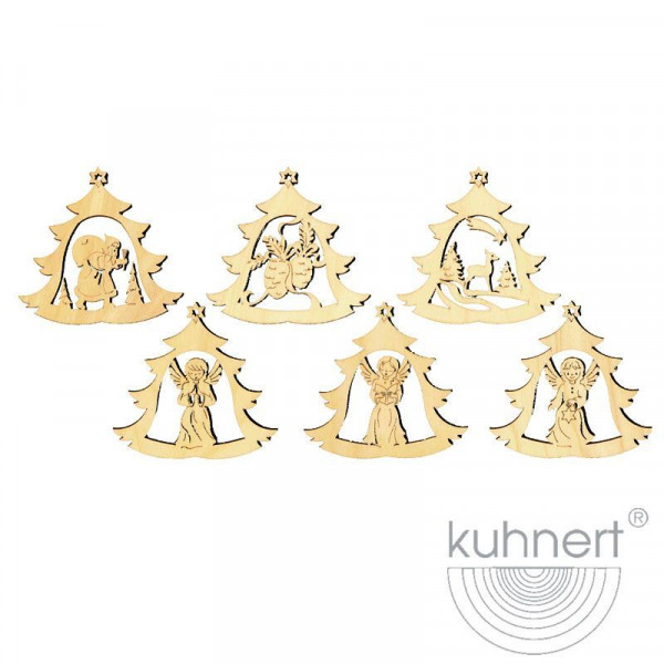 Baumschmuck Baum 6 Stück Baumbehang aus Sperrholz, Artikel 19037
