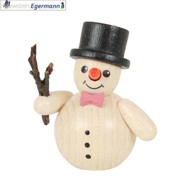 Schneemann mit Reisig und Zylinder, ca. 6 cm Holzwaren Egermann - Made in Germany -