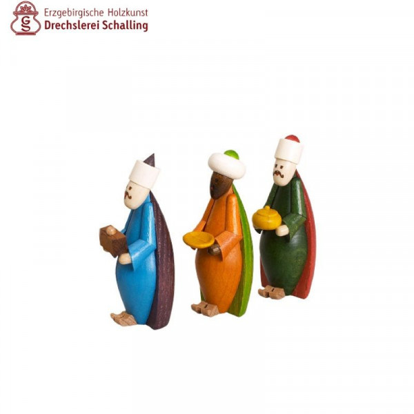 Krippefiguren Hirte, Heilige drei Könige, bunt, 6,5 cm Drechslerei Thomas Schalling Seiffen - Made in Germany -