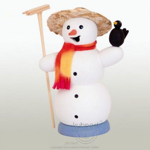 Räucherfigur Schneemann mit Rabe