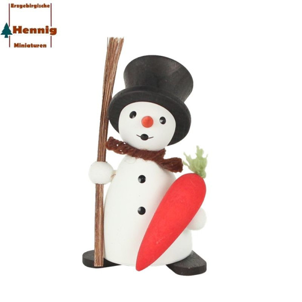 Schneemann mit Möhre, ca. 8 cm -Hennig Figuren Deutschneudorf-