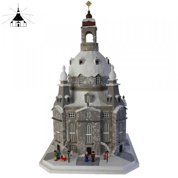 Erzgebirgisches Lichterhaus Dresdner Frauenkirche grau.