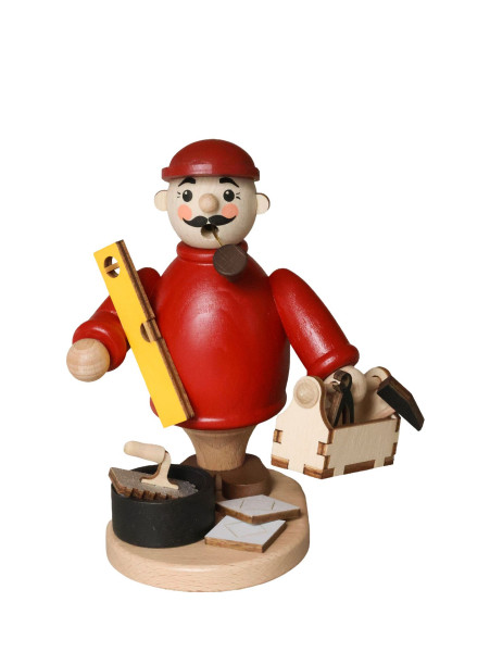 Räucherfigur Fliesenleger, 12,5 cm Zeidler Holzkunst Seiffen - Echt Erzgebirge -