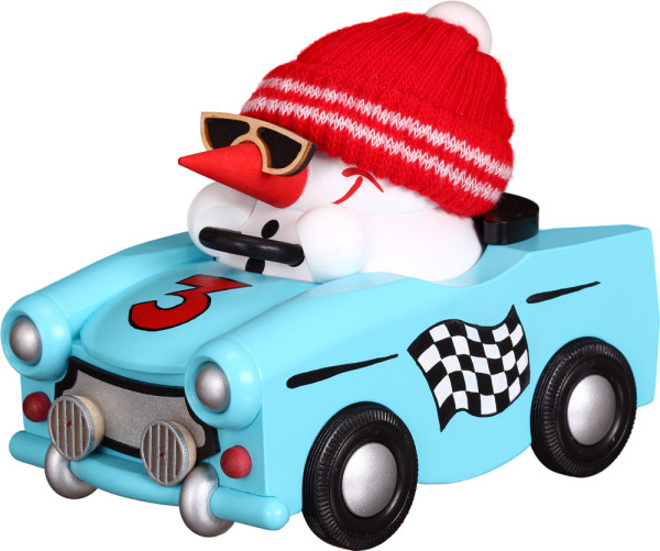 Kugelräucherfigur Cool Man im Trabi, 10 cm Seiffener Volkskunst e.G. - Original Erzgebirge