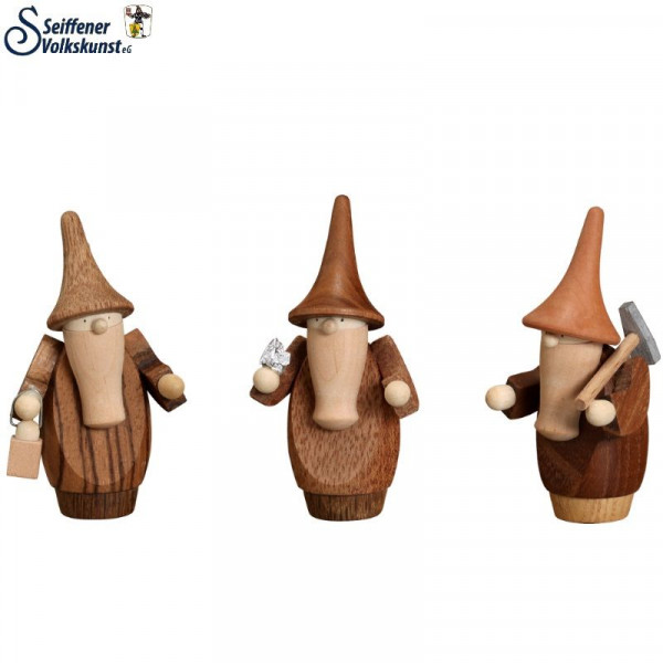 Miniatur Bestückung Berggnome Edelholz, 3 teilig, 8 cm