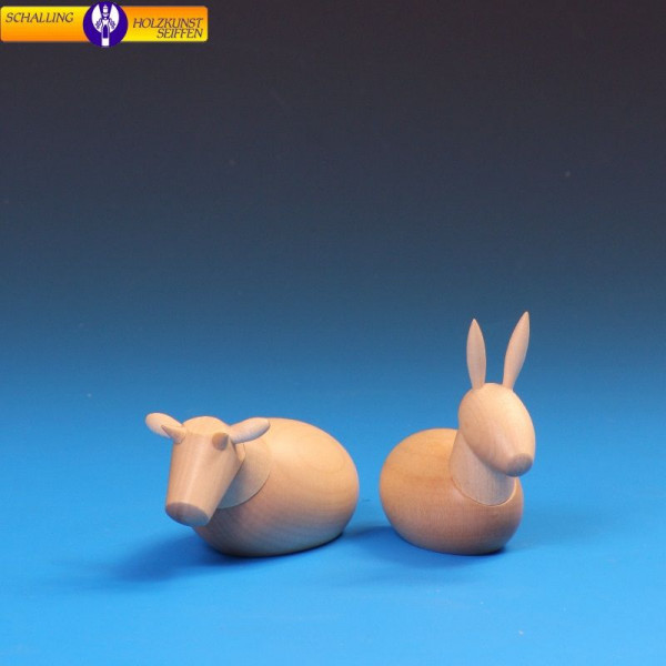 Krippenfiguren "Ochse und Esel", natur für 12 cm Figuren