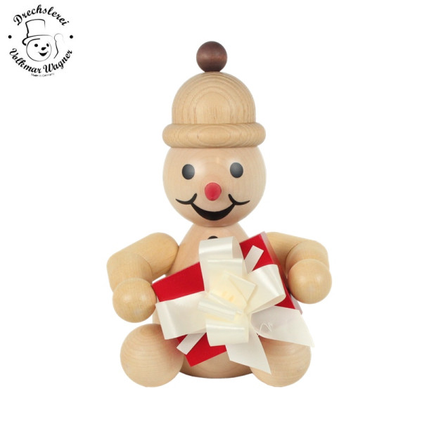 Schneemann - Junior mit Geschenk Drechslerei Volkmar Wagner