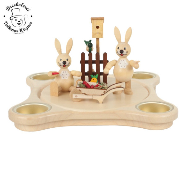 Tischleuchter mit Motivteller -Osterhasen- Drechslerei Volkmar Wagner