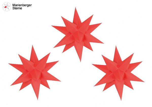 Marienberger Sterne (Papiersterne) 3er Set Rot 3 Marienberger Sterne 16 cm ohne Beleuchungsset & Netzgerät