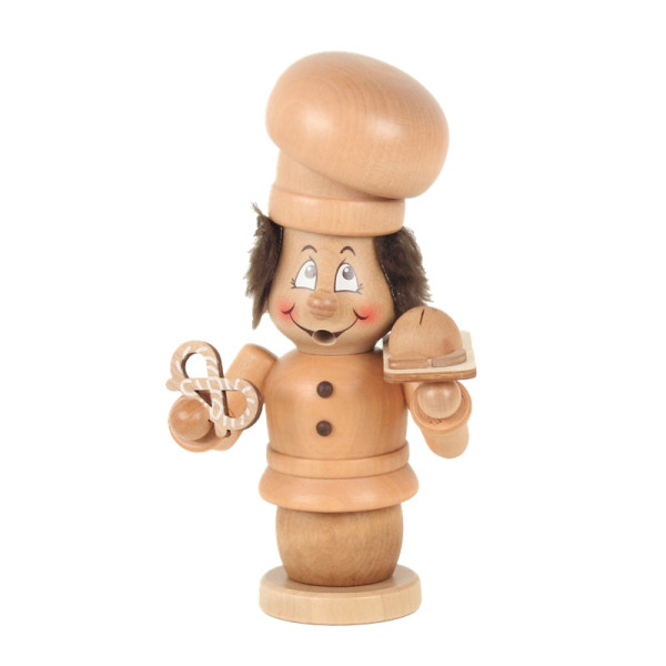 Räucherfigur Miniwichtel Bäcker mit Brot & Brezel Hergestellt im Erzgebirge by Kuhnert