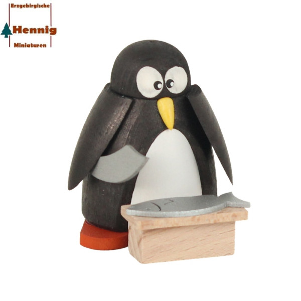Pinguin Fischmarkt, 5 cm -Hennig Figuren Deutschneudorf- Erzgebirgische Handarbeit