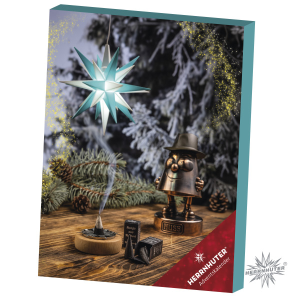 Herrnhuter Adventskalender mit Bastelstern 2026 türkis/weiß magenta Original Herrnhuter® Sterne