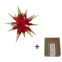 Annaberger Faltstern Nr. 3 (35 cm) rot-gelb mit Beleucht. Original Erzgebirgischer Faltstern Annaberger Faltstern Nr. 3 (35 cm) rot-gelb mit Beleucht. Original Erzgebirgischer Faltstern