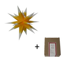 Annaberger Faltstern Nr. 3 (35 cm) gelb-weiß mit Beleucht. Original Erzgebirgischer Faltstern Annaberger Faltstern Nr. 3 (35 cm) gelb-weiß mit Beleucht. Original Erzgebirgischer Faltstern