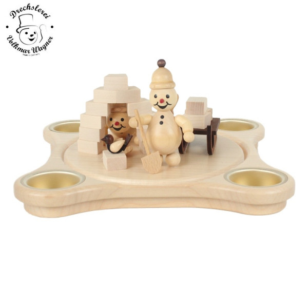 Tischleuchter mit Motivteller -Iglubauen- Drechslerei Volkmar Wagner