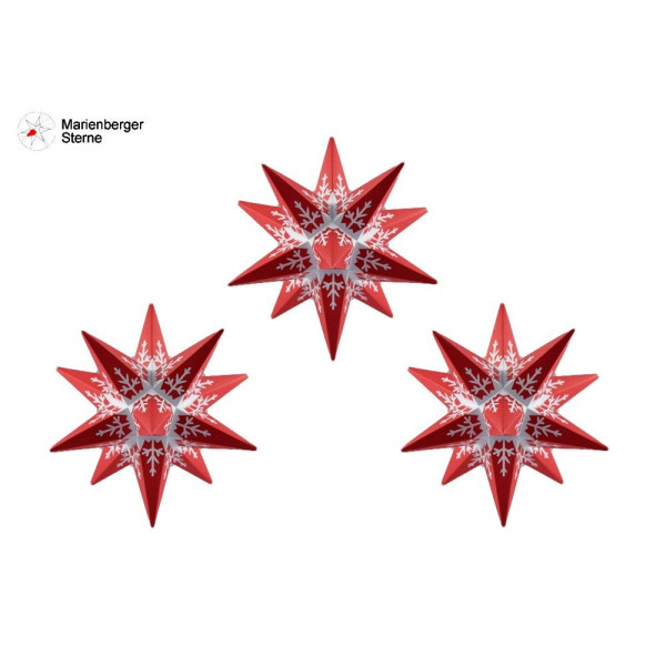 Marienberger Sterne (Papiersterne)3er Set Weiße Flocke, 3 Sterne 16 cm ohne Beleuchungsset