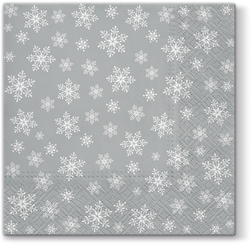 Papierservietten Schneeflocken weiß auf grau 20 Stück