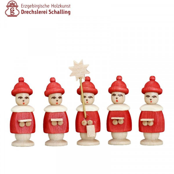 Kurrende (5 Kurrendefiguren) rot, 27 mm hoch Drechslerei Thomas Schalling Seiffen - Made in Germany -
