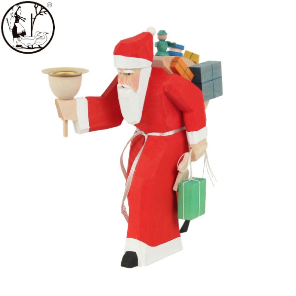 Kleiner Weihnachtsmann mit Kerzenhalter Bettina Franke Holzkunst & Schnitzen